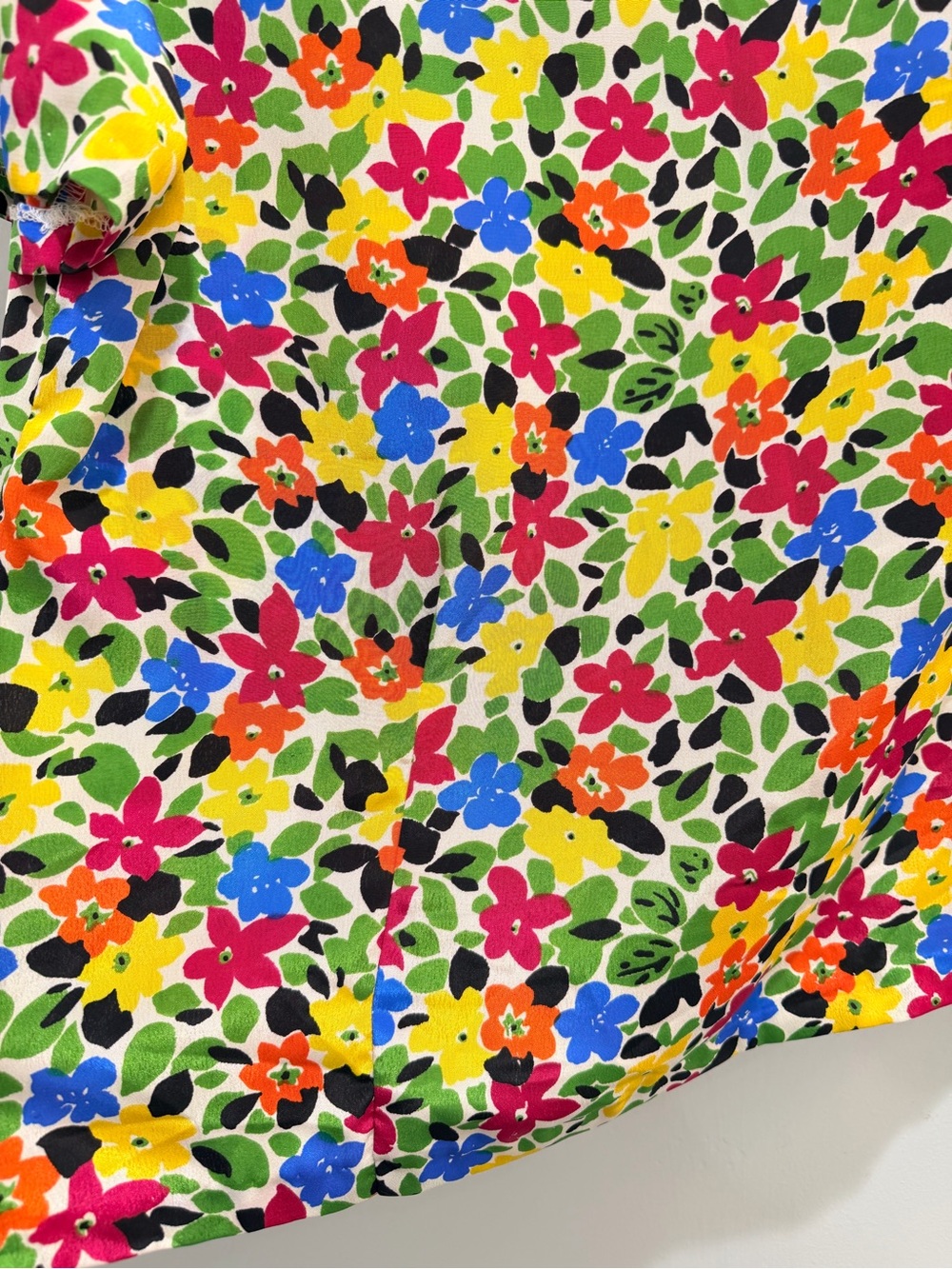 Vintage 80s Counterparts Floral Short Sleeve Blouse Bold Bright Button Back 16 - Picture 5 of 12